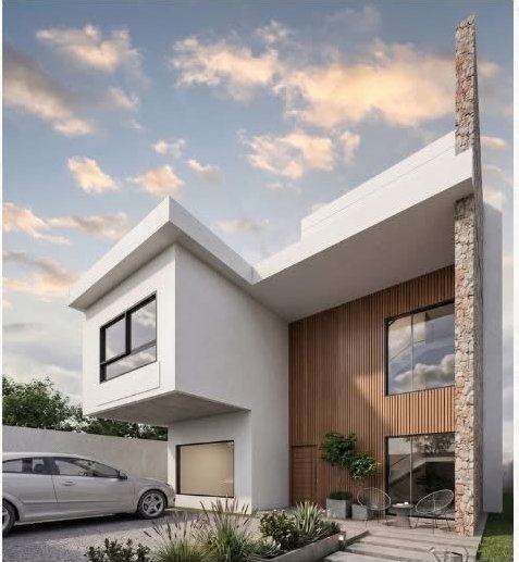 Diseño arquitectónico de casa contemporánea con materiales naturales